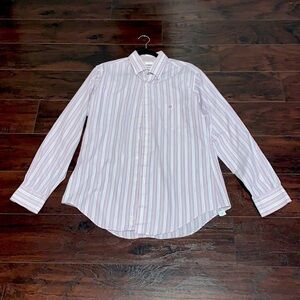 Aigner Striped Cotton Button Up Shirt, sz 15 1/2 / 34/35.